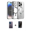 MARSİLYAN™- iPhone 12 Pro Kılıf Nova Işık Özel Seri - Siyah 3D Antistatik Hayalet Cam Ekran Koruyucu + Neon Fosforlu Kamera Lens - MI