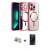 MARSİLYAN™- iPhone 12 Pro Kılıf Nova Işık Özel Seri - Siyah 3D Antistatik Hayalet Cam Ekran Koruyucu + Rainbow Kamera Lens Koruma Cam - GD