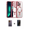 MARSİLYAN™- iPhone 12 Pro Kılıf Nova Işık Özel Seri - Siyah 3D Antistatik Hayalet Cam Ekran Koruyucu + Neon Fosforlu Kamera Lens - SI