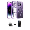 MARSİLYAN™- iPhone 12 Pro Kılıf Nova Işık Özel Seri - Siyah 3D Antistatik Hayalet Cam Ekran Koruyucu + Kamera Lens Koruma Cam - SF