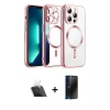 MARSİLYAN™- iPhone 12 Pro Kılıf Nova Işık Özel Seri - Siyah 3D Antistatik Hayalet Cam Ekran Koruyucu + Kamera Lens Koruma Cam - SF