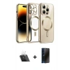 MARSİLYAN™- iPhone 12 Pro Kılıf Nova Işık Özel Seri - Siyah 3D Antistatik Hayalet Cam Ekran Koruyucu + Kamera Lens Koruma Cam - SF
