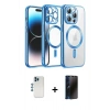 MARSİLYAN™- iPhone 12 Pro Kılıf Nova Işık Özel Seri - Siyah 3D Antistatik Hayalet Cam Ekran Koruyucu + Shine Kamera Lens - MI