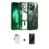 MARSİLYAN™- iPhone 12 Pro Kılıf Nova Işık Özel Seri - Siyah 3D Antistatik Hayalet Cam Ekran Koruyucu + Shine Kamera Lens - GS