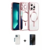 MARSİLYAN™- iPhone 12 Pro Kılıf Nova Işık Özel Seri - Siyah 3D Antistatik Hayalet Cam Ekran Koruyucu + Shine Kamera Lens - MI