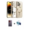 MARSİLYAN™- iPhone 12 Pro Kılıf Nova Işık Özel Seri - Siyah 3D Antistatik Seramik Nano Ekran Koruyucu + Neon Fosforlu Kamera Lens - TU