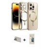 MARSİLYAN™- iPhone 12 Pro Kılıf Nova Işık Özel Seri - Siyah 6D Mat Seramik Hayalet Nano Ekran Koruyucu + Rainbow Kamera Lens Koruma Cam - GD
