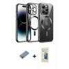 MARSİLYAN™- iPhone 12 Pro Kılıf Nova Işık Özel Seri - Siyah 6D Mat Seramik Hayalet Nano Ekran Koruyucu + Shine Kamera Lens Koruma Cam - GI