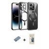 MARSİLYAN™- iPhone 12 Pro Kılıf Nova Işık Özel Seri - Siyah 6D Mat Seramik Hayalet Nano Ekran Koruyucu + Shine Kamera Lens Koruma Cam - GS