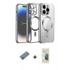 MARSİLYAN™- iPhone 12 Pro Kılıf Nova Işık Özel Seri - Siyah 6D Mat Seramik Hayalet Nano Ekran Koruyucu + Mor Metal Kamera Lens Koruma Cam