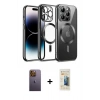 MARSİLYAN™- iPhone 12 Pro Kılıf Nova Işık Özel Seri - Siyah 6D Mat Seramik Hayalet Nano Ekran Koruyucu + Neon Fosforlu Kamera Lens - SI