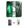 MARSİLYAN™- iPhone 12 Pro Kılıf Nova Işık Özel Seri - Siyah 6D Mat Seramik Hayalet Nano Ekran Koruyucu + Neon Fosforlu Kamera Lens - SI