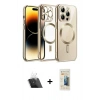 MARSİLYAN™- iPhone 12 Pro Kılıf Nova Işık Özel Seri - Siyah 6D Mat Seramik Hayalet Nano Ekran Koruyucu + Şeffaf Kamera Lens Koruma Cam