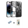 MARSİLYAN™- iPhone 12 Pro Kılıf Nova Işık Özel Seri - Siyah 6D Mat Seramik Hayalet Nano Ekran Koruyucu + Shine Kamera Lens Koruma Cam - MI