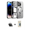 MARSİLYAN™- iPhone 12 Pro Kılıf Nova Işık Özel Seri - Siyah 6D Mat Seramik Hayalet Nano Ekran Koruyucu + Şeffaf Kamera Lens Koruma Cam