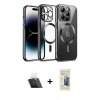 MARSİLYAN™- iPhone 12 Pro Kılıf Nova Işık Özel Seri - Siyah 6D Mat Seramik Hayalet Nano Ekran Koruyucu + Şeffaf Kamera Lens Koruma Cam