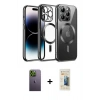 MARSİLYAN™- iPhone 12 Pro Kılıf Nova Işık Özel Seri - Siyah 6D Mat Seramik Hayalet Nano Ekran Koruyucu + Yeşil Neon Fosforlu Kamera Lens
