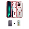 MARSİLYAN™- iPhone 12 Pro Kılıf Nova Işık Özel Seri - Siyah Polymer Nano Ekran Koruyucu + Neon Fosforlu Kamera Lens - BZ