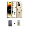 MARSİLYAN™- iPhone 12 Pro Kılıf Nova Işık Özel Seri - Siyah Polymer Nano Ekran Koruyucu + Neon Fosforlu Kamera Lens - BZ