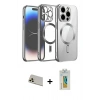 MARSİLYAN™- iPhone 12 Pro Kılıf Nova Işık Özel Seri - Siyah Polymer Nano Ekran Koruyucu + Gold Rainbow Kamera Lens Koruma Cam