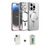 MARSİLYAN™- iPhone 12 Pro Kılıf Nova Işık Özel Seri - Siyah Polymer Nano Ekran Koruyucu + Shine Kamera Lens - GD