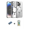 MARSİLYAN™- iPhone 12 Pro Kılıf Nova Işık Özel Seri - Siyah Polymer Nano Ekran Koruyucu + Gold Shine Kamera Lens Koruma Cam