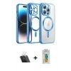 MARSİLYAN™- iPhone 12 Pro Kılıf Nova Işık Özel Seri - Siyah Polymer Nano Ekran Koruyucu + Kamera Lens Koruma Cam - SF
