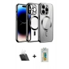 MARSİLYAN™- iPhone 12 Pro Kılıf Nova Işık Özel Seri - Siyah Polymer Nano Ekran Koruyucu + Kamera Lens Koruma Cam - SF