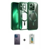 MARSİLYAN™- iPhone 12 Pro Kılıf Nova Işık Özel Seri - Siyah Polymer Nano Ekran Koruyucu + Neon Fosforlu Kamera Lens - MI