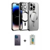 MARSİLYAN™- iPhone 12 Pro Kılıf Nova Işık Özel Seri - Siyah Polymer Nano Ekran Koruyucu + Neon Fosforlu Kamera Lens - MI