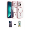 MARSİLYAN™- iPhone 12 Pro Kılıf Nova Işık Özel Seri - Siyah Polymer Nano Ekran Koruyucu + Neon Fosforlu Kamera Lens - MI