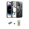 MARSİLYAN™- iPhone 12 Pro Kılıf Nova Işık Özel Seri - Siyah Polymer Nano Ekran Koruyucu + Renkli Kamera Lens Koruma Cam - YL