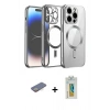 MARSİLYAN™- iPhone 12 Pro Kılıf Nova Işık Özel Seri - Siyah Polymer Nano Ekran Koruyucu + Sarı Renkli Kamera Lens Koruma Cam