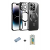 MARSİLYAN™- iPhone 12 Pro Kılıf Nova Işık Özel Seri - Siyah Polymer Nano Ekran Koruyucu + Shine Kamera Lens Koruma Cam - MI