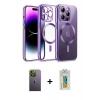 MARSİLYAN™- iPhone 12 Pro Kılıf Nova Işık Özel Seri - Siyah Polymer Nano Ekran Koruyucu + Neon Fosforlu Kamera Lens - YL