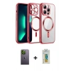 MARSİLYAN™- iPhone 12 Pro Kılıf Nova Işık Özel Seri - Siyah Polymer Nano Ekran Koruyucu + Neon Fosforlu Kamera Lens - YL