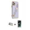 MARSİLYAN™- iPhone 12 Pro Kılıf Nova Işık Prime - Şeffaf 360 Full Body Arka Koruyucu + Rainbow Kamera Lens Koruma Cam - GD