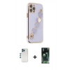 MARSİLYAN™- iPhone 12 Pro Kılıf Nova Işık Prime - Şeffaf 360 Full Body Arka Koruyucu + Shine Kamera Lens - MI