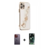 MARSİLYAN™- iPhone 12 Pro Kılıf Nova Işık Prime - Şeffaf 360 Full Body Arka Koruyucu + Neon Fosforlu Kamera Lens - TU