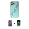 MARSİLYAN™- iPhone 12 Pro Kılıf Nova Işık Prime - Şeffaf 360 Full Body Arka Koruyucu + Neon Fosforlu Kamera Lens - TU
