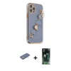 MARSİLYAN™- iPhone 12 Pro Kılıf Nova Işık Prime - Şeffaf 360 Full Body Arka Koruyucu + Yeşil Renkli Kamera Lens Koruma Cam