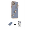 MARSİLYAN™- iPhone 12 Pro Kılıf Nova Işık Prime - Şeffaf Uv Polymer Nano Ekran Koruyucu + Açık Yeşil Metal Kamera Lens Koruma Cam
