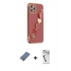 MARSİLYAN™- iPhone 12 Pro Kılıf Nova Işık Prime - Şeffaf Uv Polymer Nano Ekran Koruyucu + Açık Yeşil Metal Kamera Lens Koruma Cam