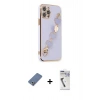 MARSİLYAN™- iPhone 12 Pro Kılıf Nova Işık Prime - Şeffaf Uv Polymer Nano Ekran Koruyucu + Açık Yeşil Metal Kamera Lens Koruma Cam