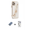 MARSİLYAN™- iPhone 12 Pro Kılıf Nova Işık Prime - Şeffaf Uv Polymer Nano Ekran Koruyucu + Açık Yeşil Metal Kamera Lens Koruma Cam