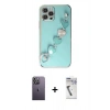MARSİLYAN™- iPhone 12 Pro Kılıf Nova Işık Prime - Şeffaf Uv Polymer Nano Ekran Koruyucu + Beyaz Neon Fosforlu Kamera Lens