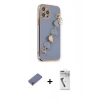 MARSİLYAN™- iPhone 12 Pro Kılıf Nova Işık Prime - Şeffaf Uv Polymer Nano Ekran Koruyucu + Metal Kamera Lens Koruma Cam - GD