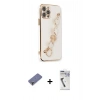 MARSİLYAN™- iPhone 12 Pro Kılıf Nova Işık Prime - Şeffaf Uv Polymer Nano Ekran Koruyucu + Metal Kamera Lens Koruma Cam - GD
