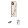 MARSİLYAN™- iPhone 12 Pro Kılıf Nova Işık Prime - Şeffaf Uv Polymer Nano Ekran Koruyucu + Renkli Kamera Lens Koruma Cam - SI