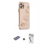 MARSİLYAN™- iPhone 12 Pro Kılıf Nova Işık Prime - Şeffaf Uv Polymer Nano Ekran Koruyucu + Renkli Kamera Lens Koruma Cam - PE